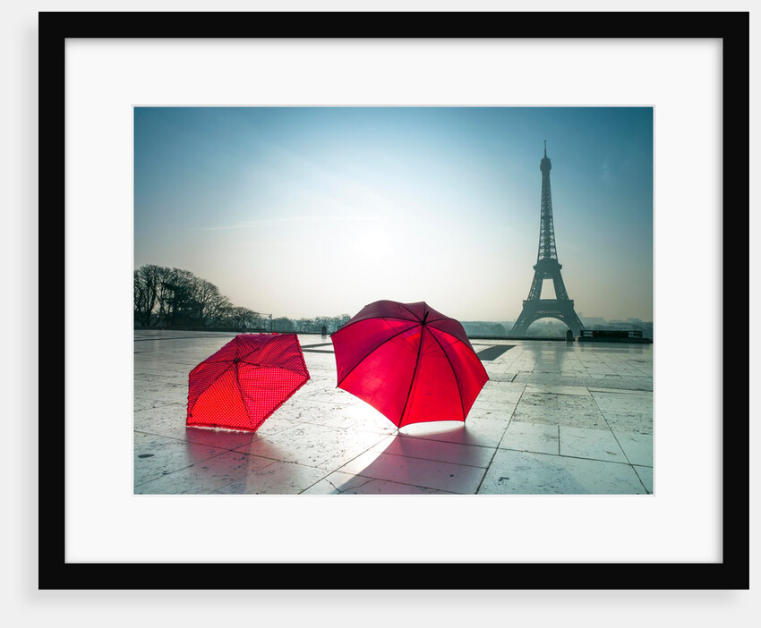 Umbrellas and Eiffel tower by Assaf Frank